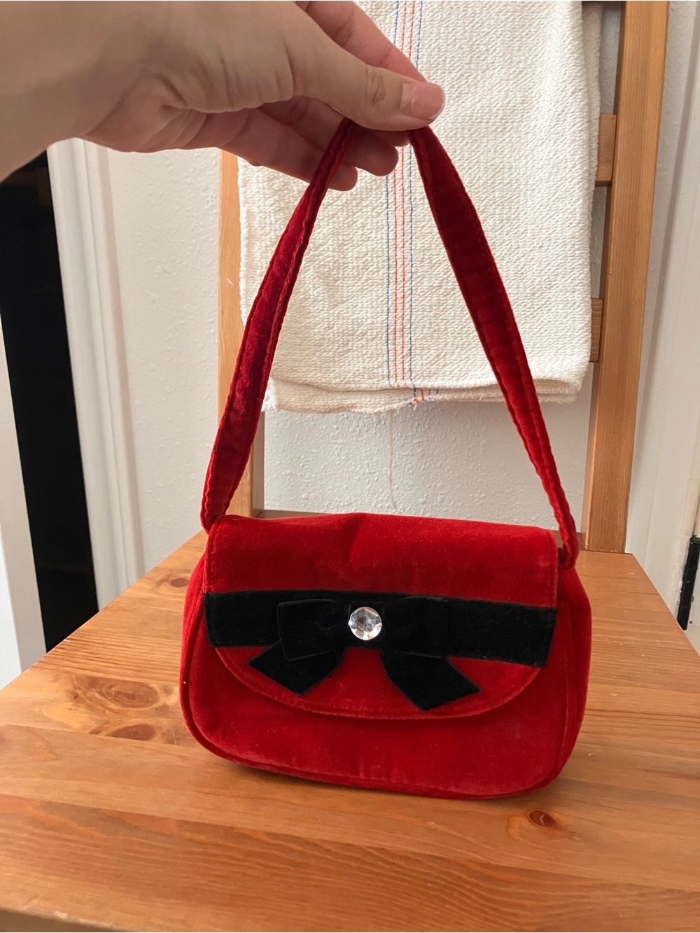 Gymboree Red Velvet Mini Bag with Black Bow